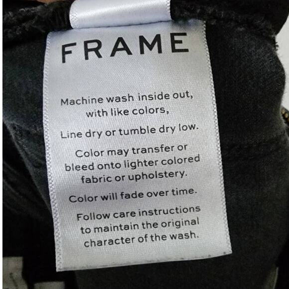 FRAME Le High Straight Shredded Raw Hem in Film Noir - Picture 10 of 13